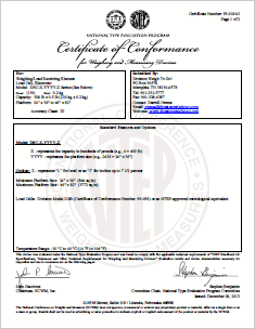 Certificat of Conformance 95-018A3