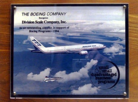 October 1993: Received Chairman's Award for recognition as an outstanding supplier to The Boeing Company