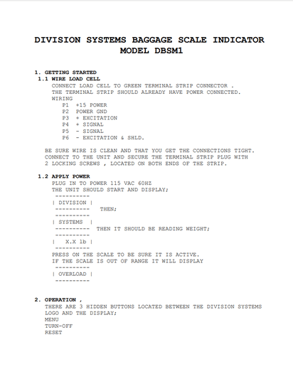 DBSM1 Tech Manual